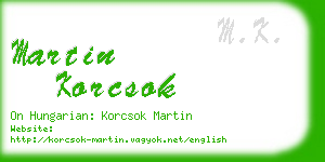 martin korcsok business card